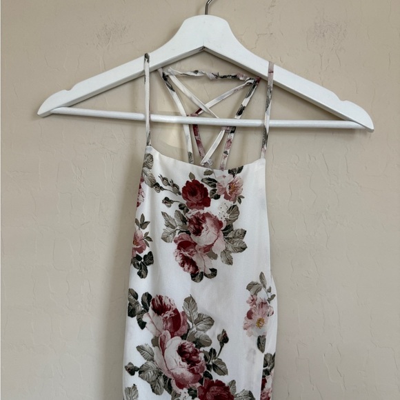 Windsor Krystal Floral Open Back Maxi Dress White Rose Mauve Pink Fall HOCO - Picture 7 of 8